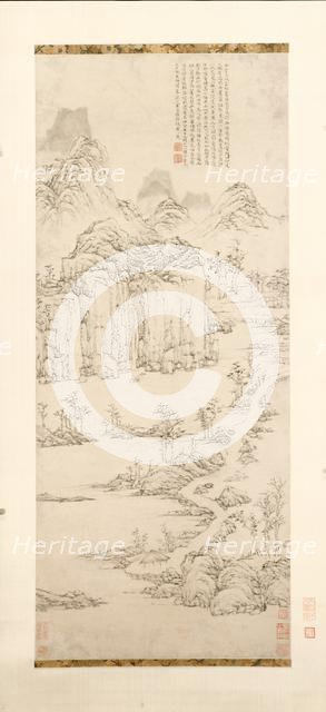 Daoist Retreat in Mountain and Stream (Landscape after Ni Zan [1301-1374]), 1567. Creator: Lu Zhi (Chinese, 1496-1576).
