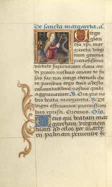 Saint Margaret and the Dragon; Poncher Hours, about 1500. Creator: Master of Jacques de Besancon.