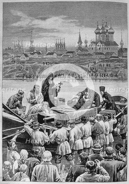 The Death of Patriarch Nikon at the Kotorosl River in Tropino. Artist: Dmitriev-Orenburgsky, Nikolai Dmitrievich (1837-1898)