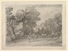 Wooded Landscape with Riders, August 1, 1797. Creator: Thomas Gainsborough.