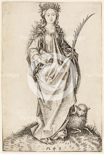 St. Agnes, n.d. Creator: Martin Schongauer.