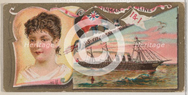 Steamship City of New York, Inman Line, from the Ocean and River Steamers series (N83) for..., 1887. Creator: Unknown.