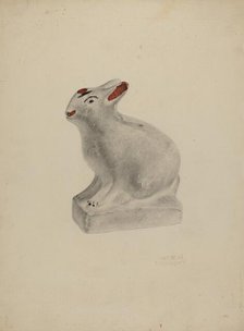 Pa. German Seated Chalkware Rabbit, c. 1938. Creator: Andrew Topolosky.