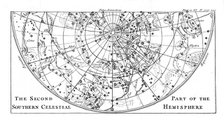 Second part of the star chart of the Southern Celestial Hemisphere showing constellations, 1747. Artist: Unknown