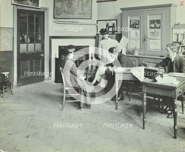 Medical examination, Holland Street School, London, 1911. Artist: Unknown.