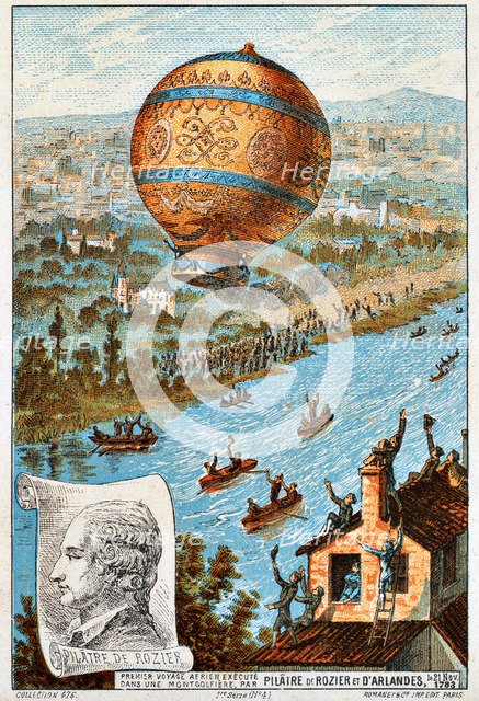 First aerial voyage of Pilâtre de Rozier and d'Arlandes, Paris, France, 1783 (1890s).  Artist: Anon