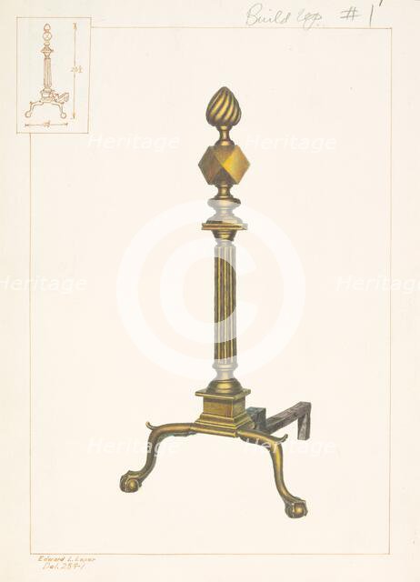 Brass Andirons, c. 1938. Creator: Edward L Loper.