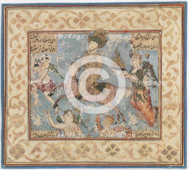 Prophet Mohamed ascends to heaven on Buraq's back, c1800. Creator: Unknown.