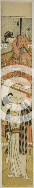 Young Woman Throwing a Ball at a Young Man, c. 1774. Creator: Isoda Koryusai.