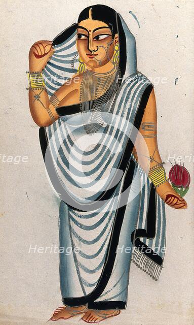 A courtesan holding a rose. Creator: Unknown.