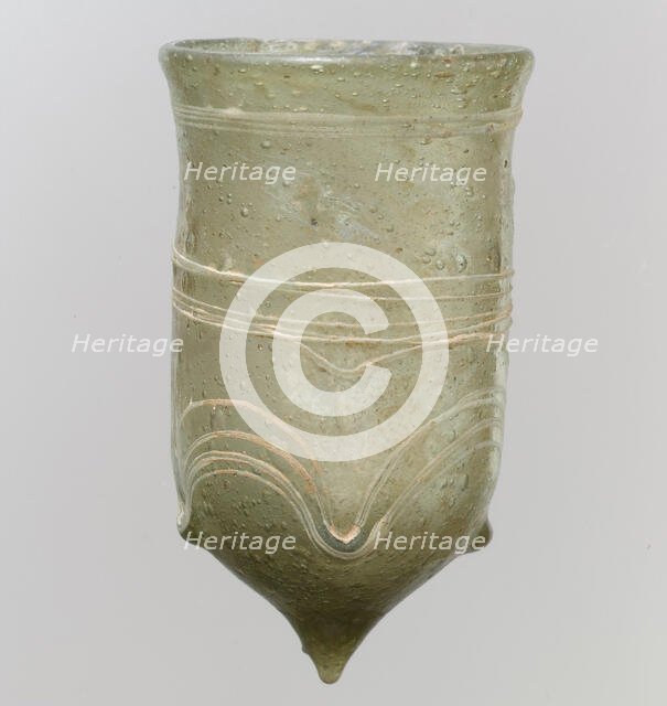 Glass Bell Beaker with White Trails, Frankish, late 5th-early 6th century. Creator: Unknown.