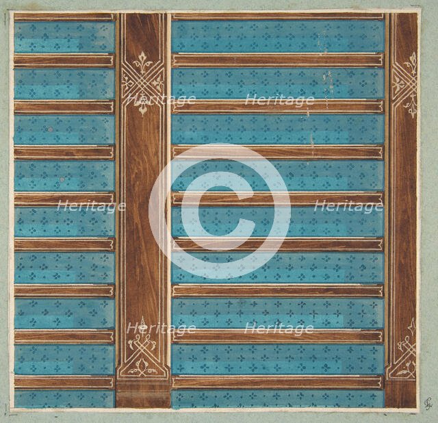 Design for the decoration of a beamed ceiling, 1840-97. Creators: Jules-Edmond-Charles Lachaise, Eugène-Pierre Gourdet.
