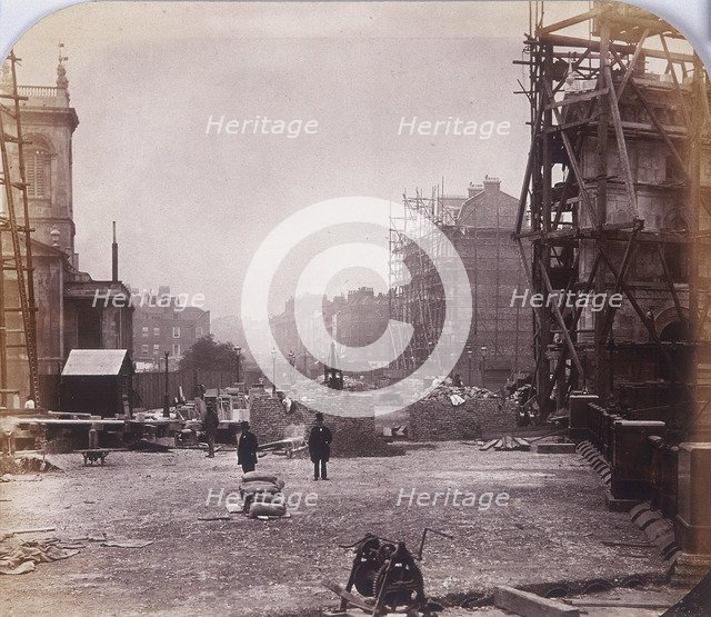 Holborn Viaduct under construction, Holborn, London, 1869.  Artist: Henry Dixon