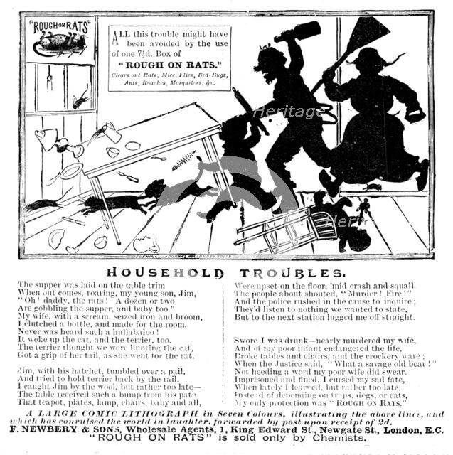 Advertisement for "Rough On Rats", 1890.  Creator: Unknown.