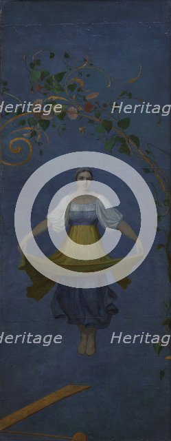 Country Girl on a swing. Artist: Venetsianov, Alexei Gavrilovich (1780-1847)