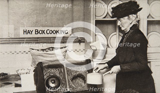 Hay box cooking, World War I, c1914-c1918. Artist: S and G
