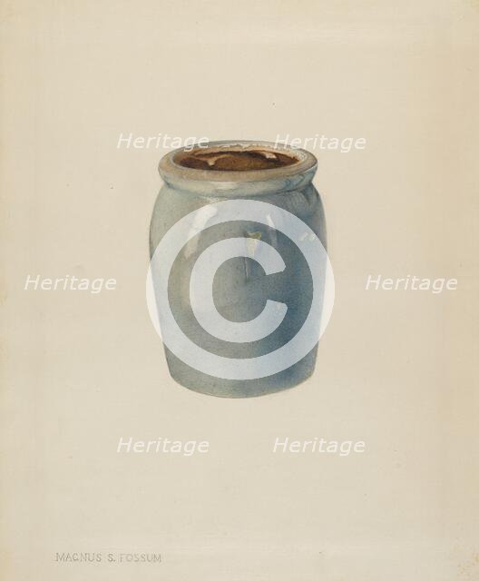 Pottery Jam Jar, c. 1938. Creator: Magnus S. Fossum.
