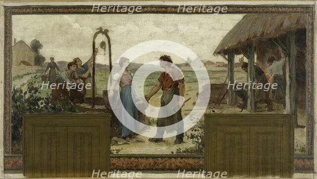 Esquisse pour la mairie de Saint-Maur-des-Fossés : Les fiançailles, 1883. Creator: Paul Albert Baudouin.