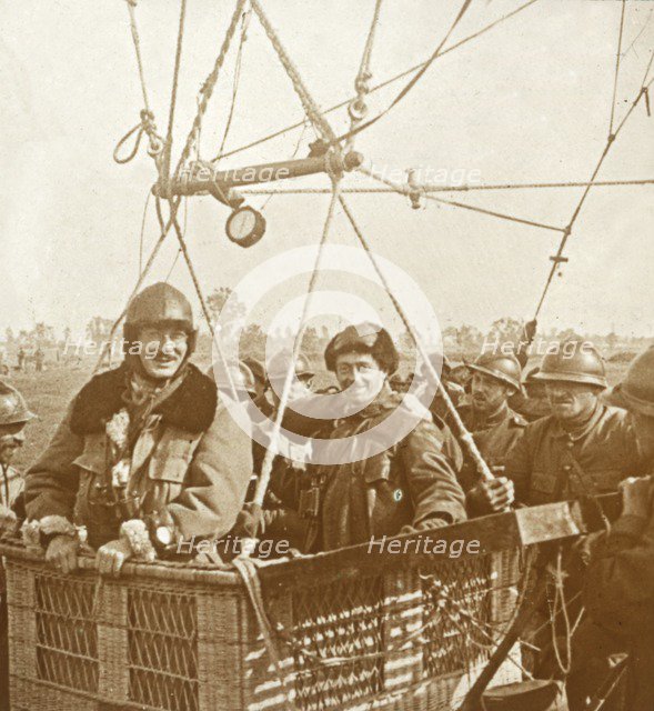 Men in observation balloon basket, c1914-c1918. Artist: Unknown.