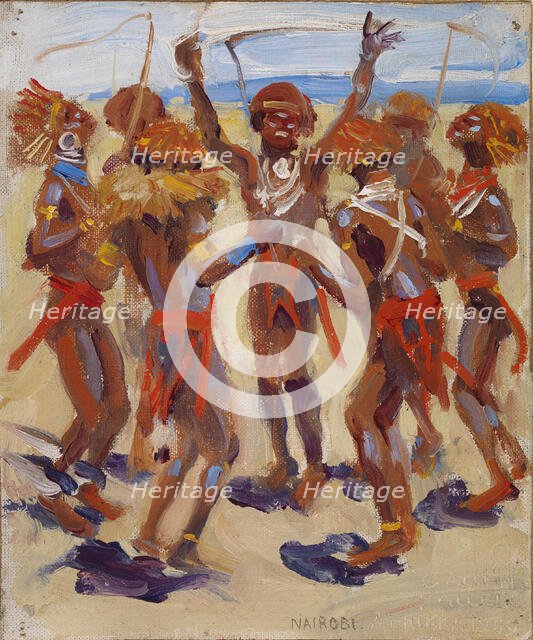 Dancing Kikuyu Warriors, 1909. Creator: Akseli Gallen-Kallela.