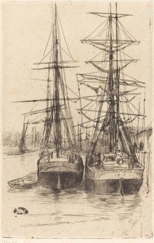 Two Ships, 1875. Creator: James Abbott McNeill Whistler.