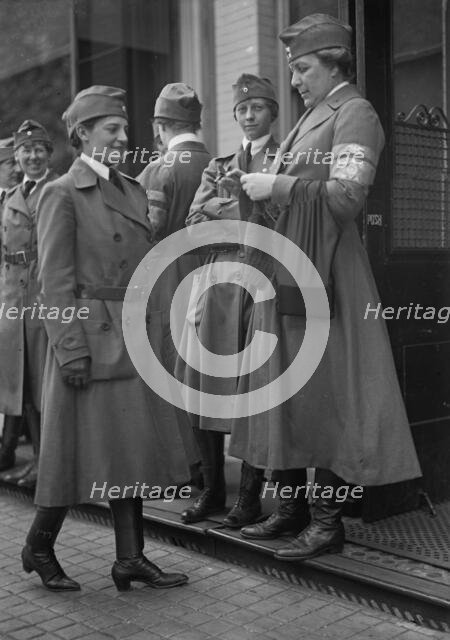 Red Cross - Front: Mrs. E.B. Miller; Mrs. William F. Patten; Mrs. J.B. Harriman, 1917. Creator: Harris & Ewing.