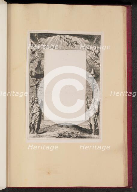 Border Illustration with the Ascension of Christ, Keys and Fish, 1613/1646. Creator: Unknown.