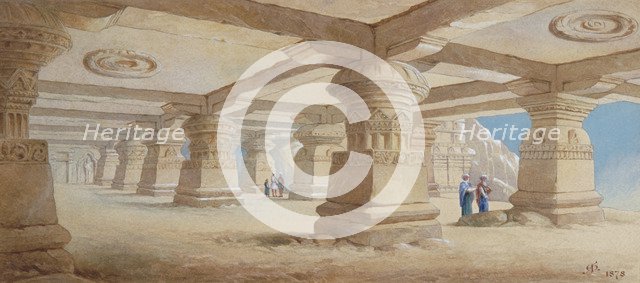'Rock Cut Temple, Ellora', Maharashtra, India, 1878. Artist: Edward Arthur Heffer