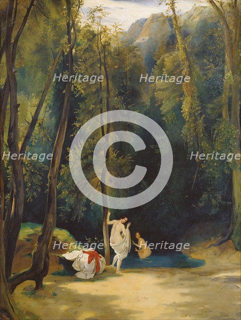Women Bathing in the Park of Terni. Artist: Blechen, Carl (1798-1840)
