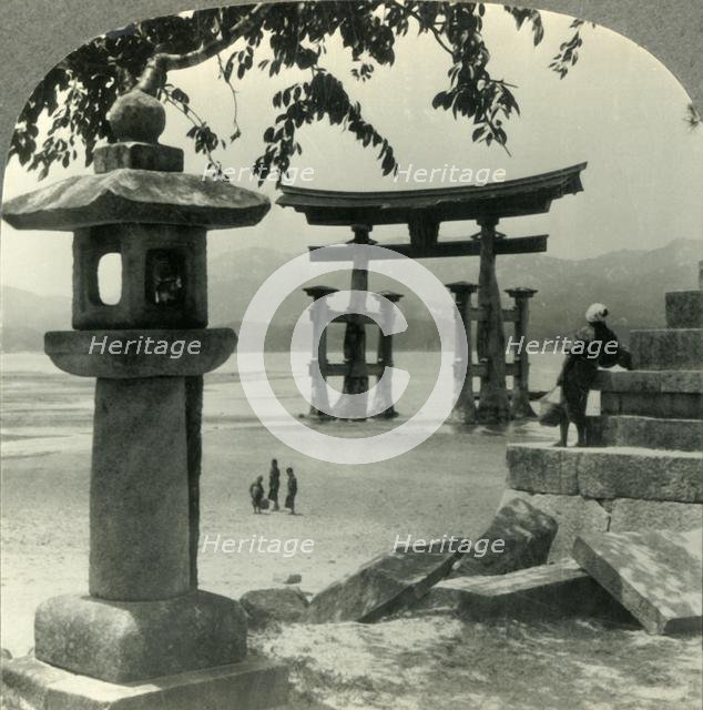 'Where Tides climb Temple Stairs - the Famous Sacred Torii Gateway to the Shinto Shrine at Myajima,  Creator: Unknown.
