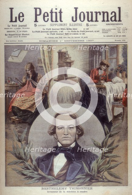 Barthelemy Thimonnier, 19th century French inventor, [1907]. Artist: Unknown