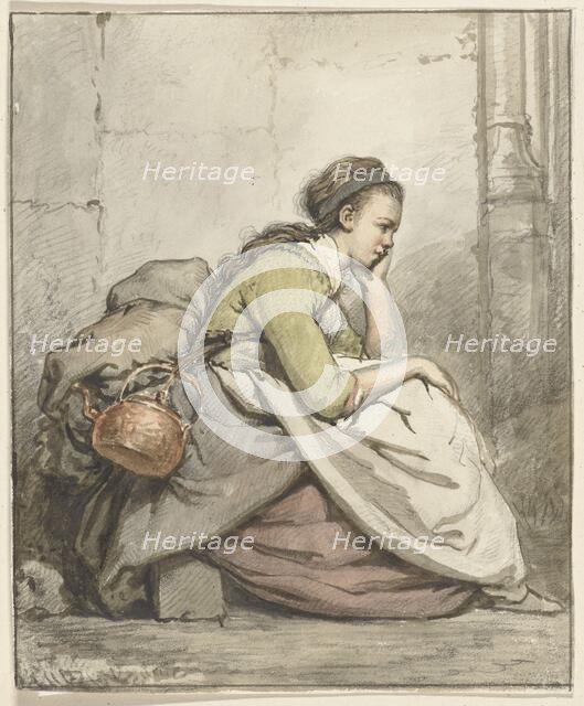 Seated woman with a copper kettle, 1763-1826. Creator: Abraham van Strij.