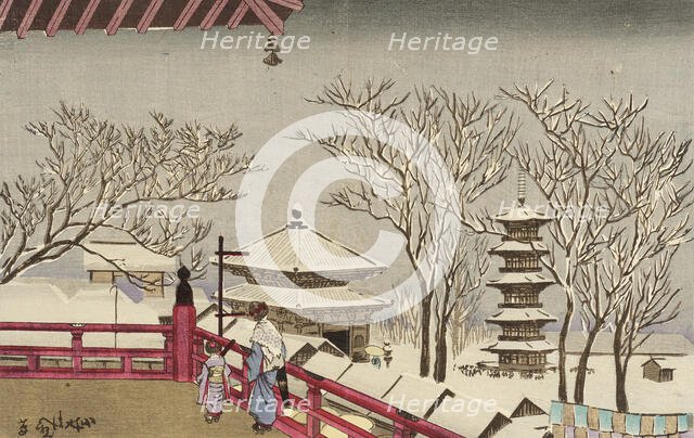 Snow Scene at Asakusa Temple, 1881. Creator: Kobayashi Kiyochika.