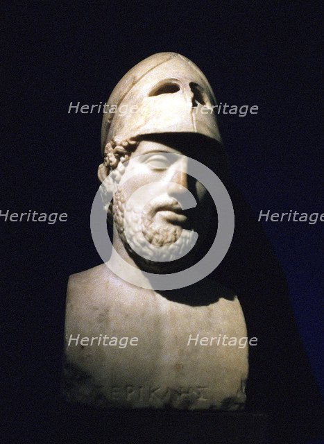 Marble portrait bust of Perikles, Athenian statesman (c490-429 BC), Roman, 2nd century BC. Artist: Unknown