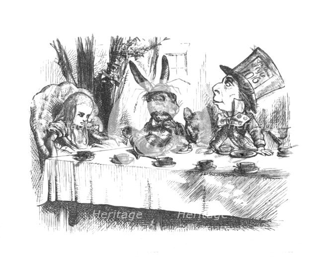 'Alice at the Mad Hatter's tea party', 1889. Artist: John Tenniel.
