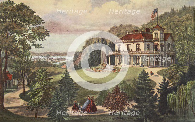 Life In The Country - Evening, pub. 1862, Currier & Ives (Colour Lithograph) 