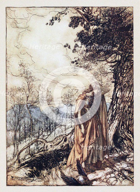 Brünnhilde. Illustration for The Rhinegold and The Valkyrie by Richard Wagner, 1910. Artist: Rackham, Arthur (1867-1939)