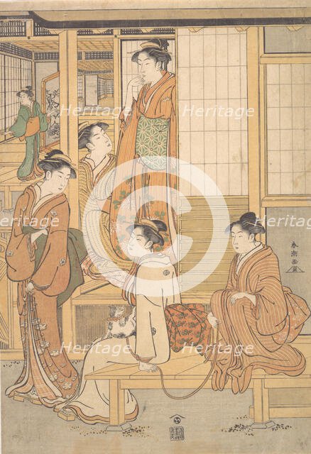 Group of Young Women on the Veranda of a Tea House, late 18th century. Creator: Katsukawa Shuncho.