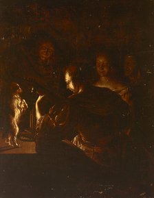 Woman Playing the Guitar and a Small Dog Dancing, 2nd half of 17th century. Creator: Unknown.