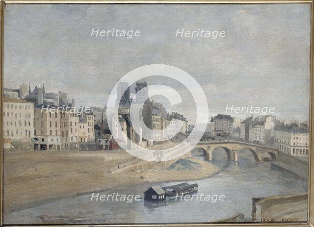 Quai des Orfevres and the Pont Saint Michel, 1833. Creator: Unknown.