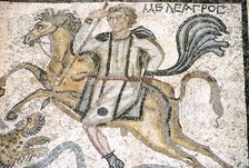 Roman mosaic from Carthage,  Horseman hunts leopard, c3rd century. Artist: Unknown.