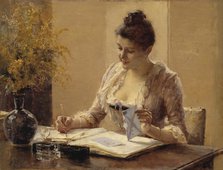 Lady Writing a Letter, 1887. Creator: Albert Edelfelt.