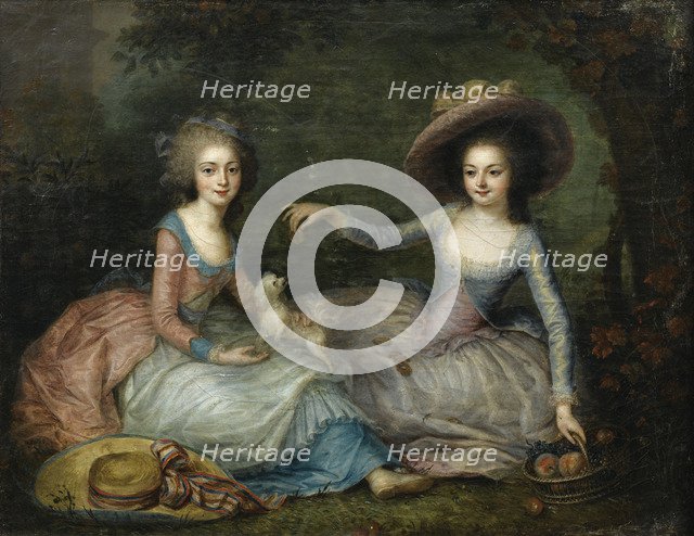 Portrait of Marie Antoinette and Princess of Lamballe, ca 1770.