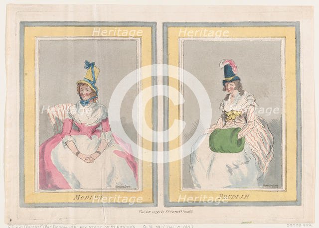 Modish and Prudish, December 1, 1791., December 1, 1791. Creator: Thomas Rowlandson.
