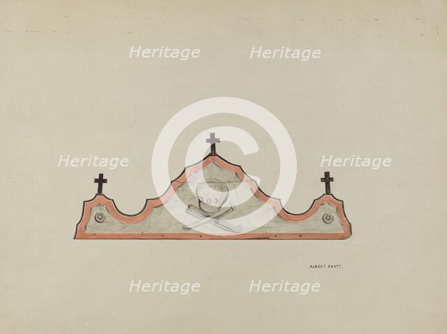 Lintel, over Cemetery Gateway, 1937. Creator: Albert Pratt.
