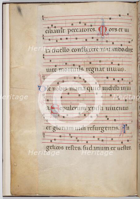 Leaf 6 from an antiphonal fragment (verso), c. 1275. Creator: Unknown.