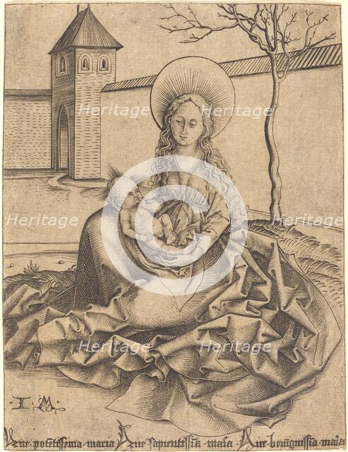 Virgin and Child in a Courtyard. Creator: Israhel van Meckenem.
