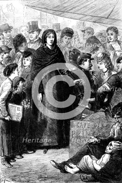 Scene on the Boulevard Montmartre, Paris: Une Folle, 1871. Creator: Unknown.