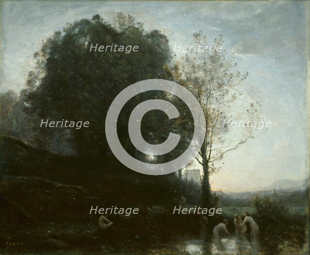 Bathing Nymphs and Child, 1855/60. Creator: Jean-Baptiste-Camille Corot.