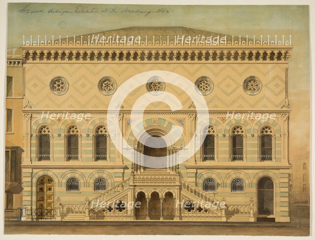 National Academy of Design Competition, New York, New York, South Elevation, 1861. Creator: Peter Bonnett Wight.